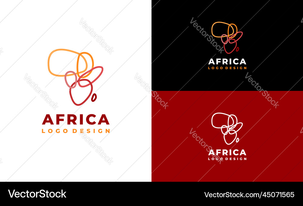 Line art africa map logo template african Line art africa map logo template african vector image