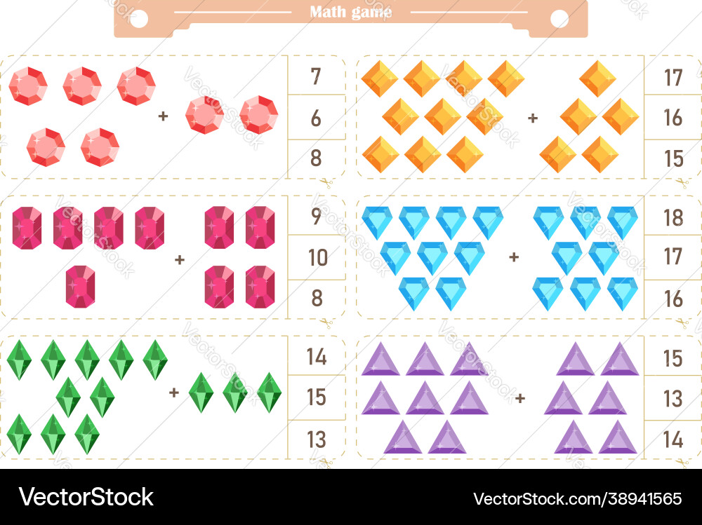 Math game for children addition Vector Image