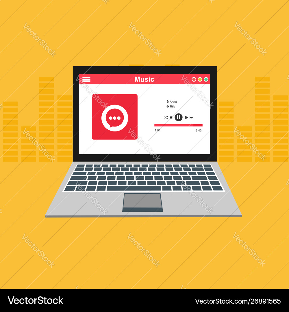 Media player application app template with flat Media player application app template with flat vector image