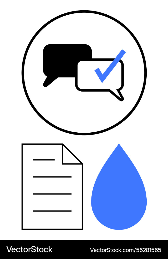 Messaging with document and water drop element Messaging with document and water drop element Vector Image