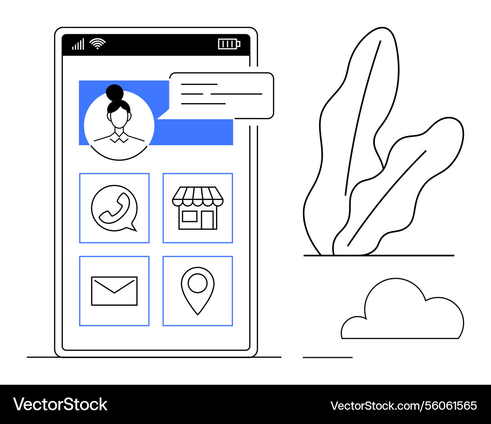 Mobile app interface with user profile messaging Mobile app interface with user profile messaging vector image
