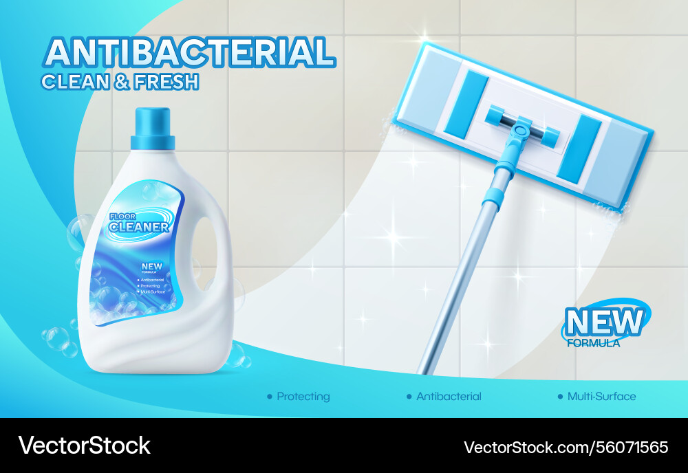 Mop Bodenreiniger Produkt saubere frische Oberfläche Mop Bodenreiniger Produkt saubere frische Oberfläche Vektorbild