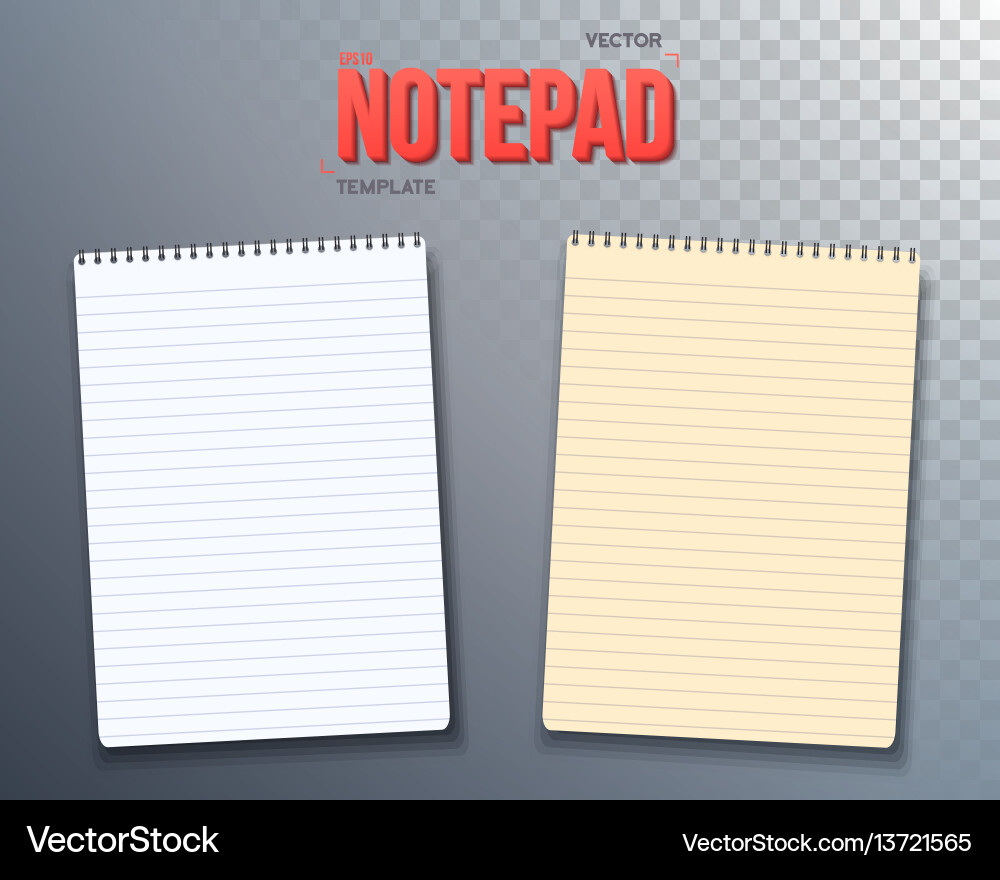 Notepad paper notebook template set vector image