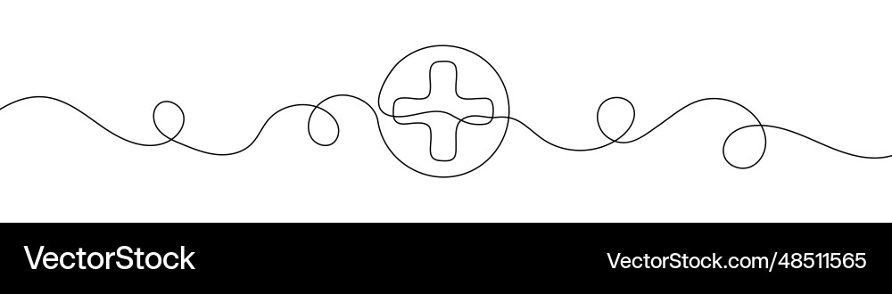 Plus sign in continuous line drawing style Plus sign in continuous line drawing style vector image