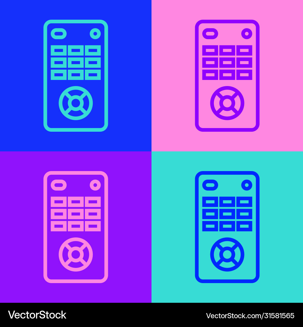 Pop art line remote control icon isolated on color Pop art line remote control icon isolated on color vector image