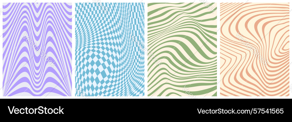 Retro psychedelic groovy pattern backgrounds set Retro psychedelic groovy pattern backgrounds set vector image