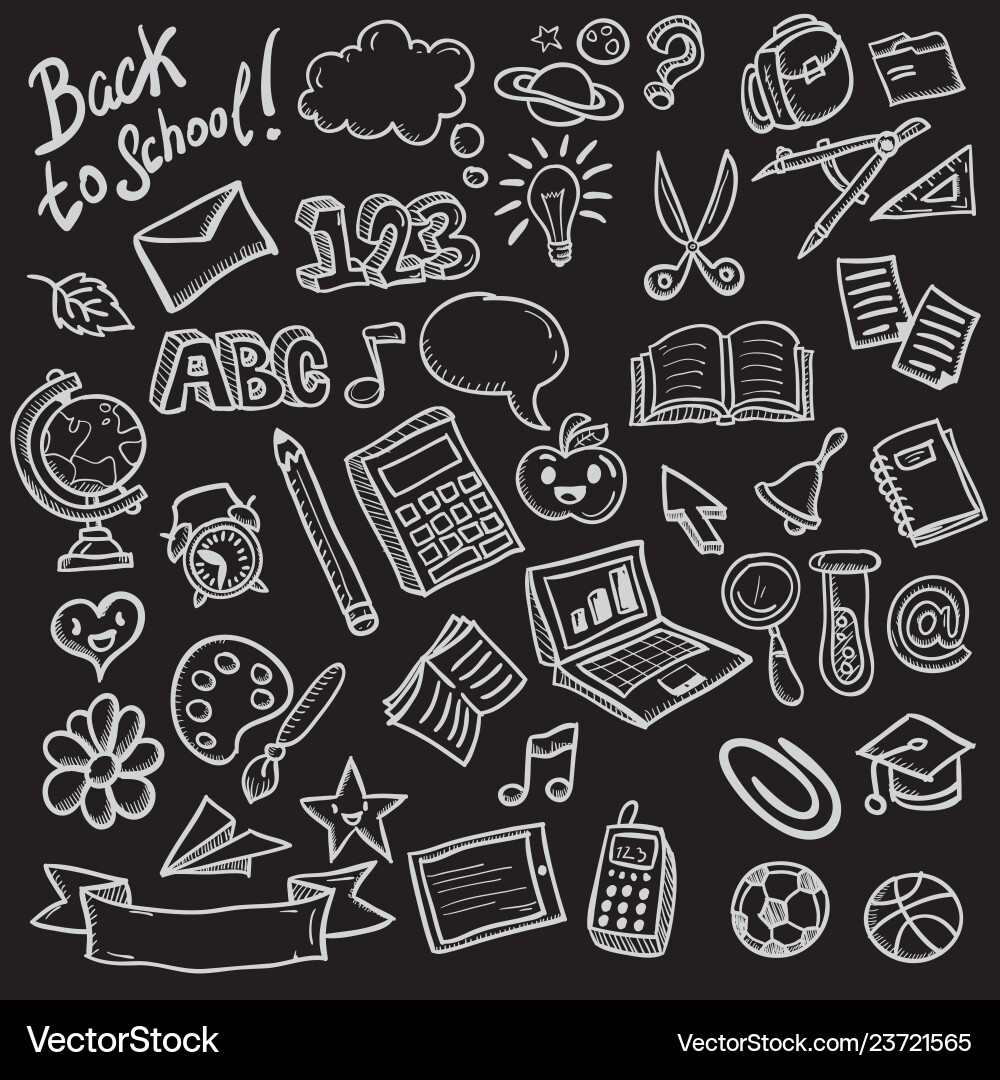 School objects icons doodle collection School objects icons doodle collection vector image