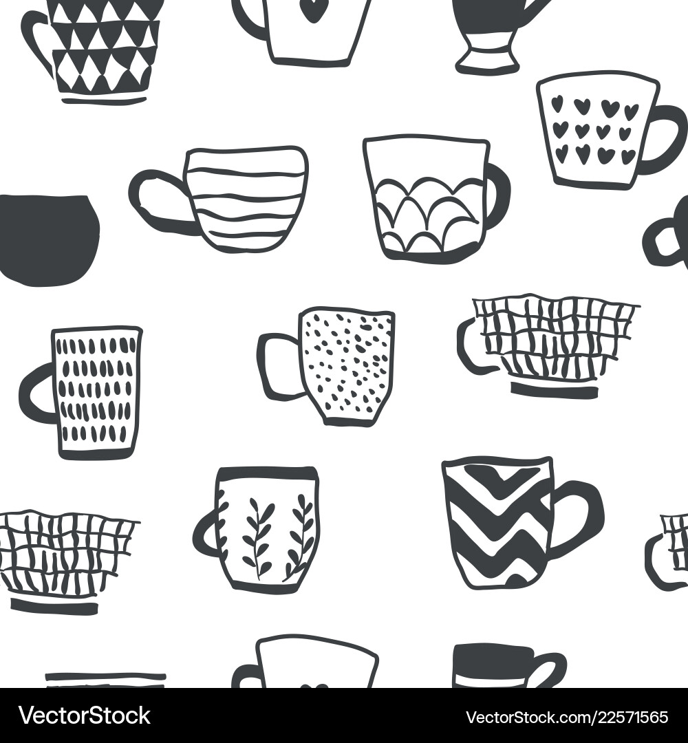 Seamless pattern with scandinavian cups Seamless pattern with scandinavian cups vector image