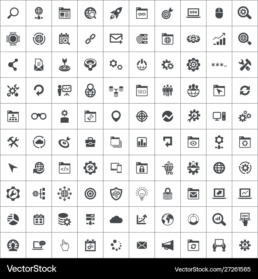 Seo 100 icons universal set for web and ui vector image