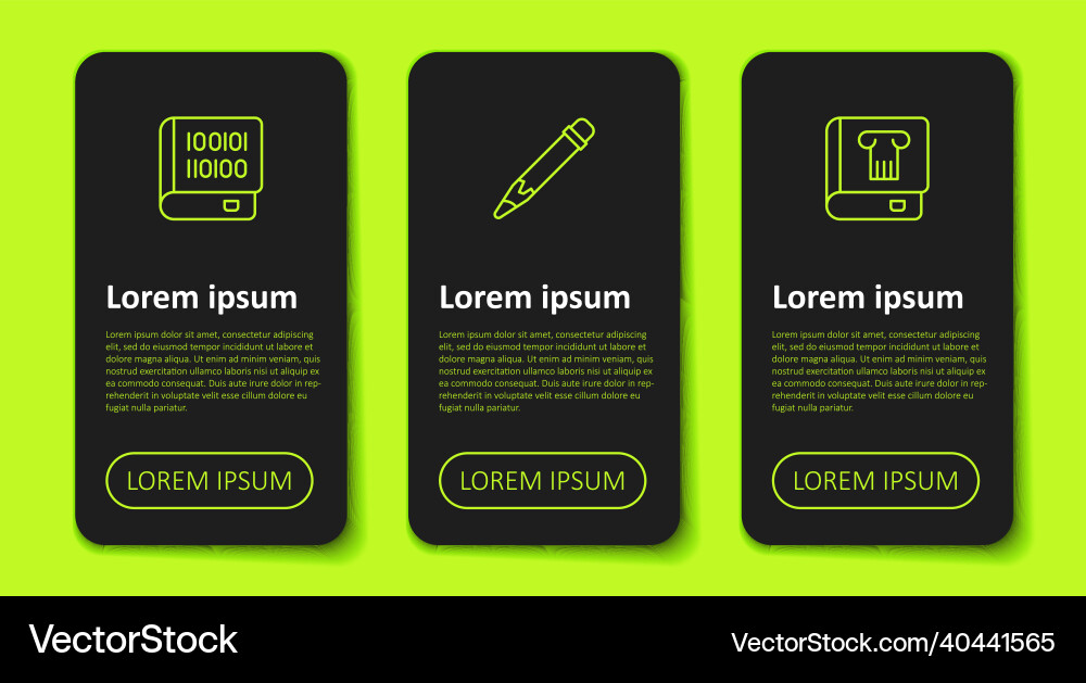Set line books about programming pencil Set line books about programming pencil vector image