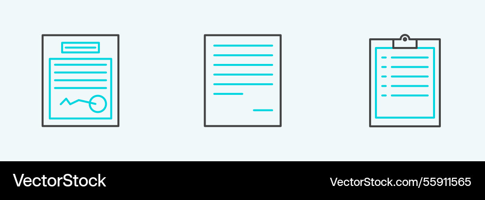 Set line clipboard with checklist filled form Set line clipboard with checklist filled form vector image