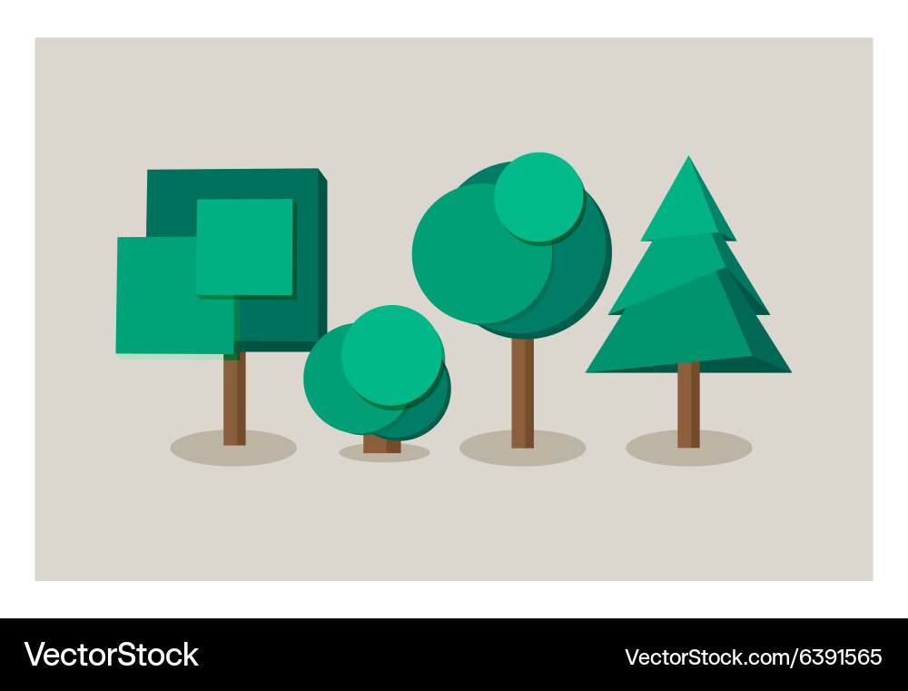 Set of tree icons in flat style vector image