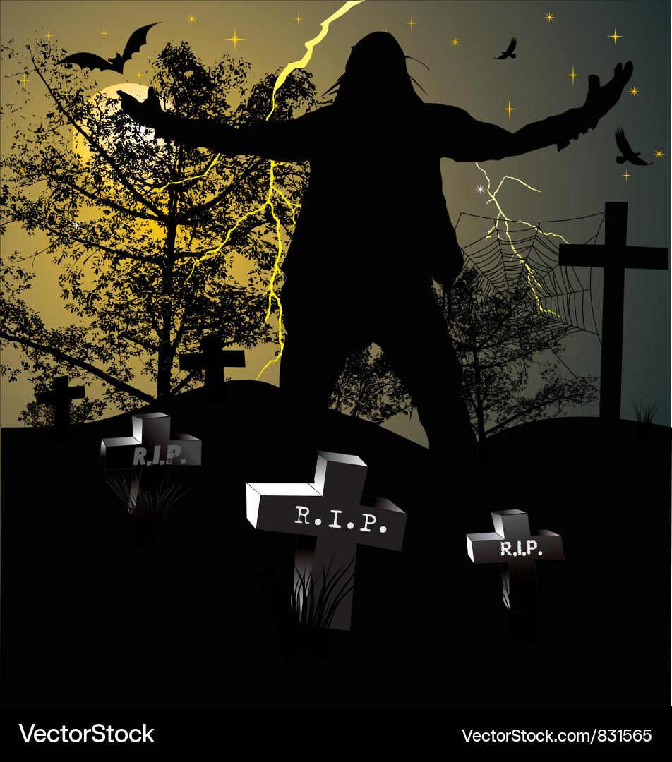 Spooky Halloween Graveyard Background vector image