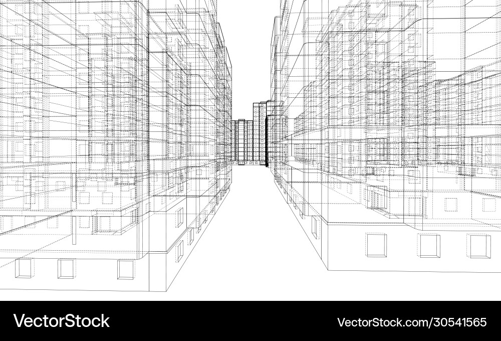Wire-frame model a multi-storey building Wire-frame model a multi-storey building vector image