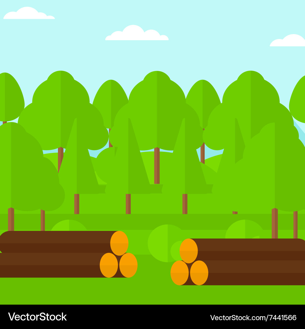 Background of the forest with piles logs Vector Image