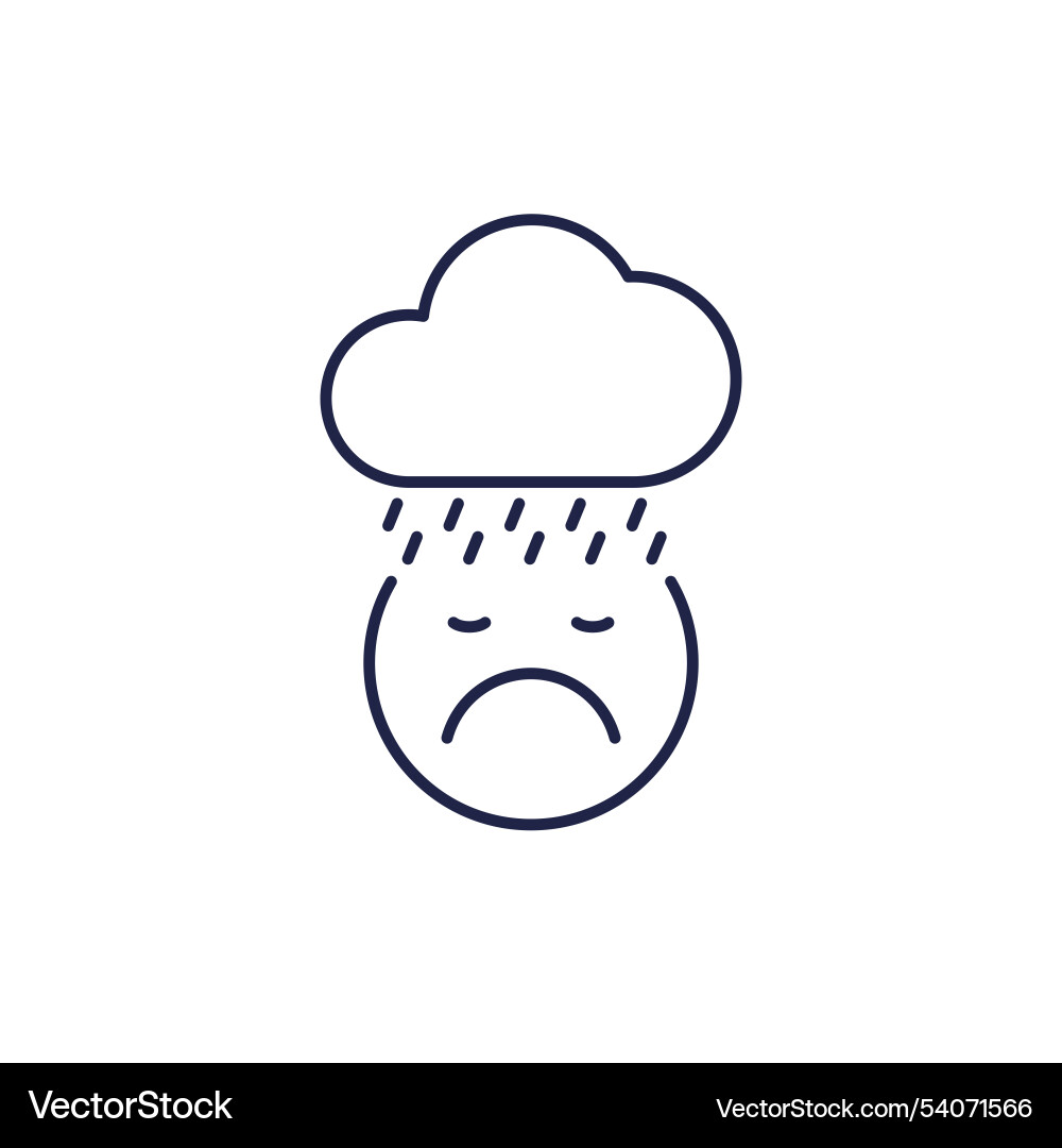Bad mood line icon with a cloud Vector Image
