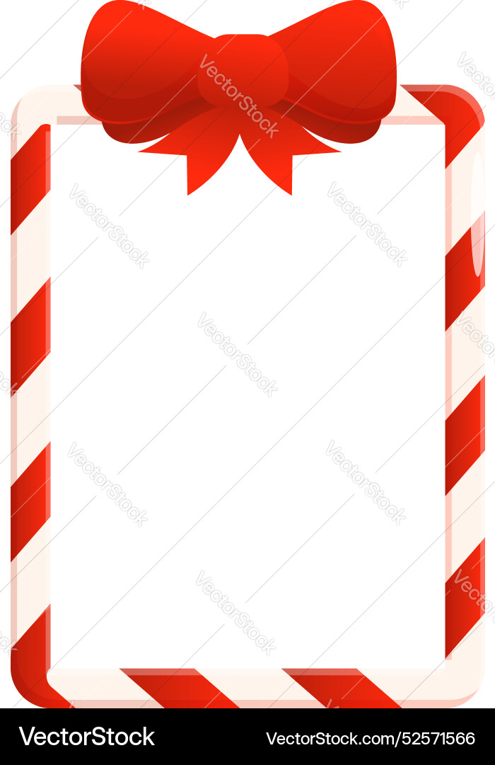Candy cane border decorated with red bow Vector Image