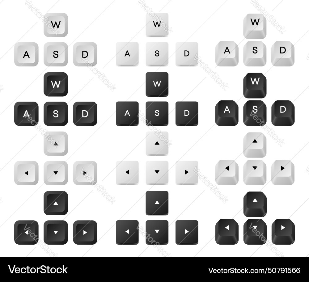 Computer key combinations set Computer key combinations set vector image