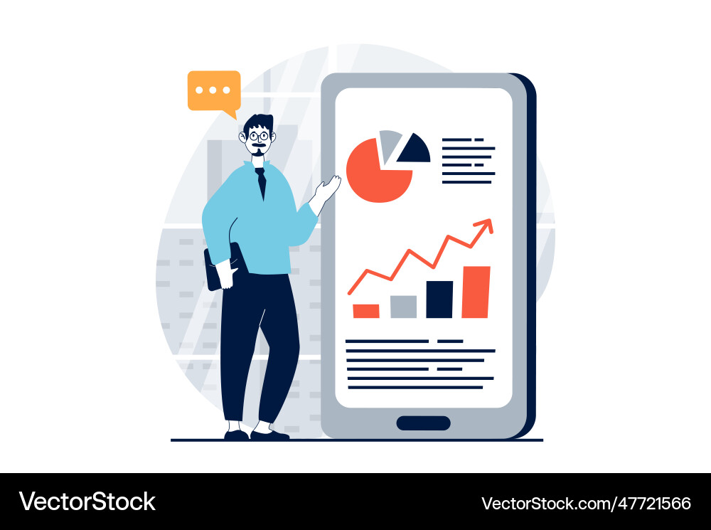 Data science concept with people scene in flat Vector Image