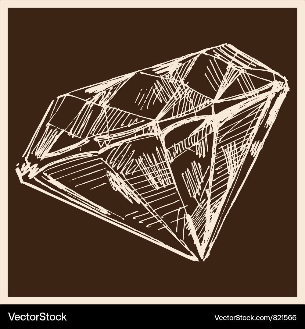 Diamond Sketch Vintage Vector Image