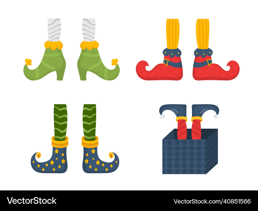 Elf feet shoes for elves santa claus helpers leg Elf feet shoes for elves santa claus helpers leg vector image
