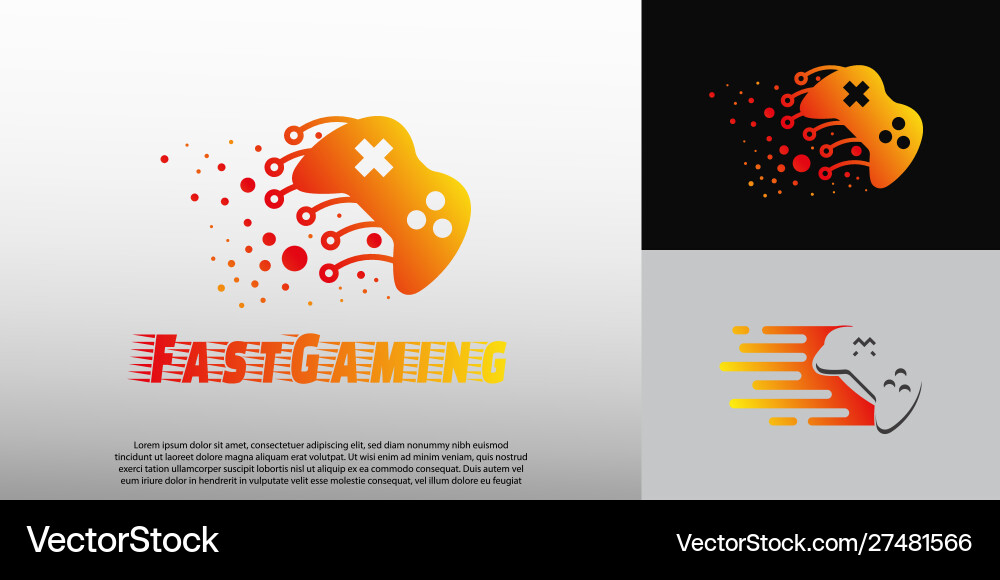 Fast game logo with gamepad concept technology Vector Image