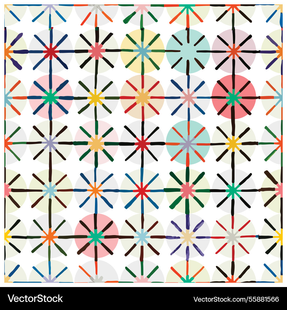Geometric quilt pattern overlapping circles line Vector Image