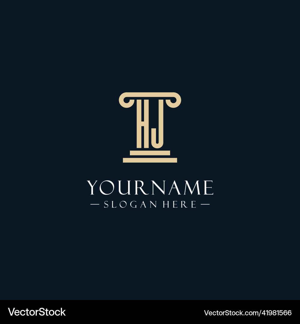 Hj initial monogram logos with pillar shapes style Vector Image