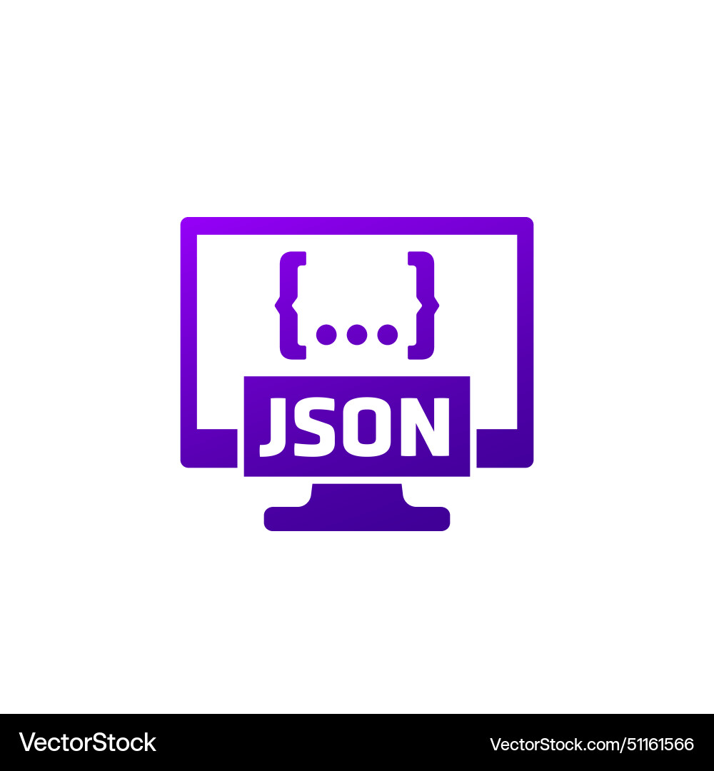 Json-Symbol mit einem Computer vektorbild