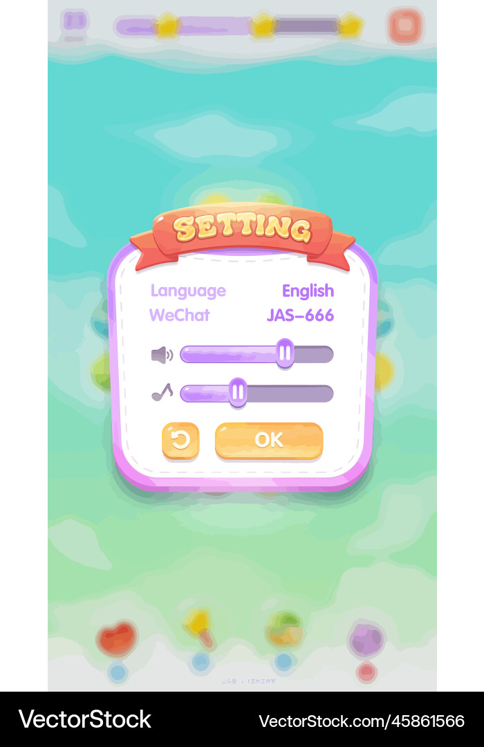 Komplettes Set von Level-Taste Spiel ui Pop-up-Symbol Vektorbild
