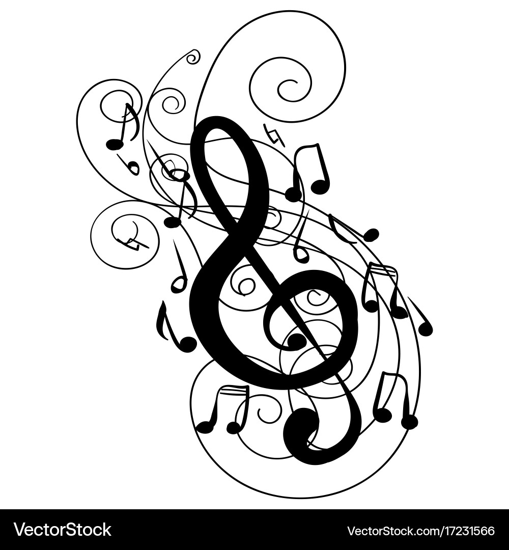 Musical Swirl Treble Clef Vector Image