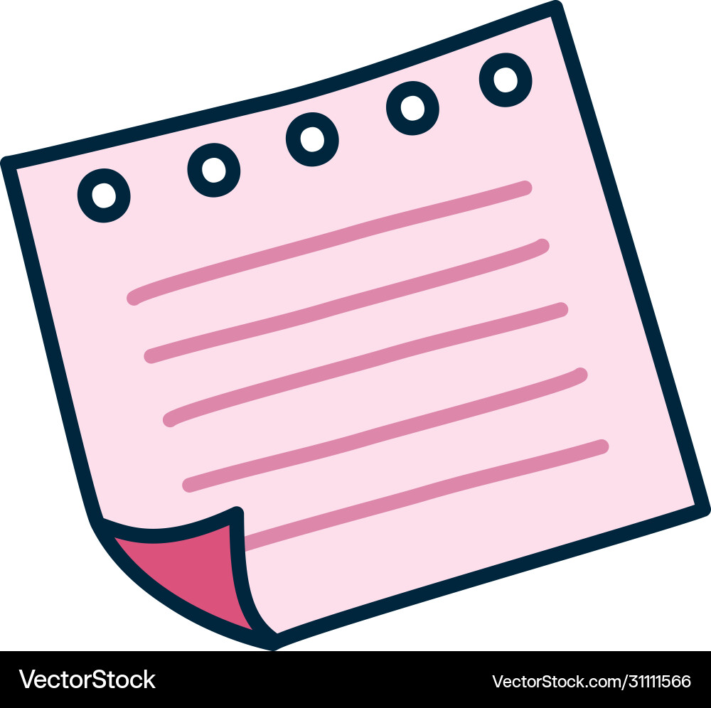 Notebook page icon line and fill style Vector Image
