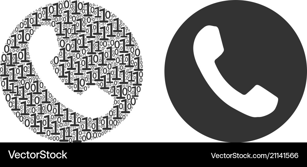 Phone number composition of binary digits Phone number composition of binary digits vector image