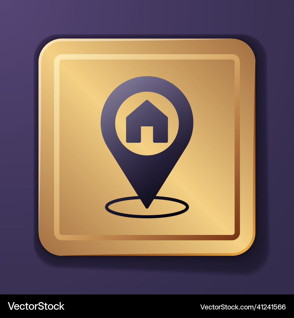 Purple map pointer with house icon isolated Purple map pointer with house icon isolated vector image