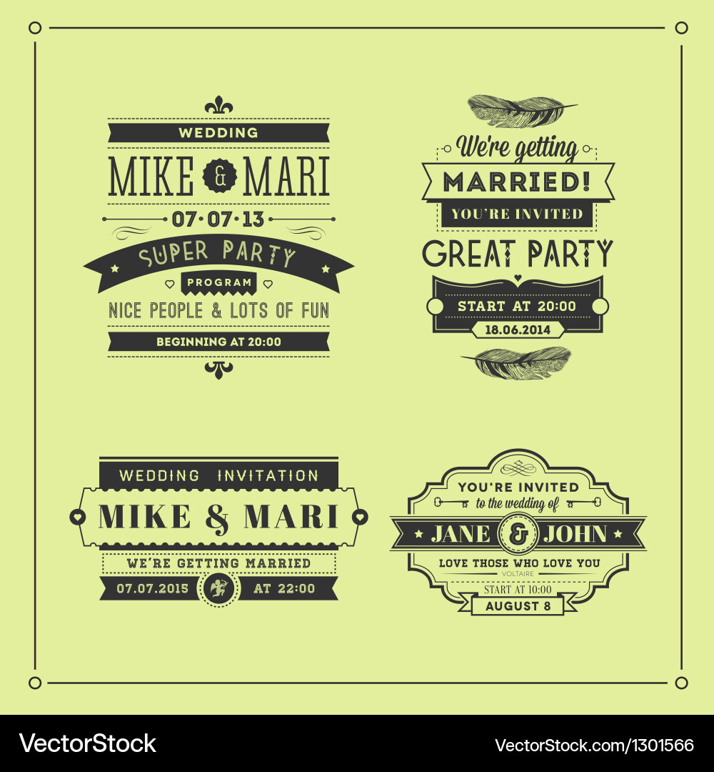 Retro Wedding Stamps & Labels vector image