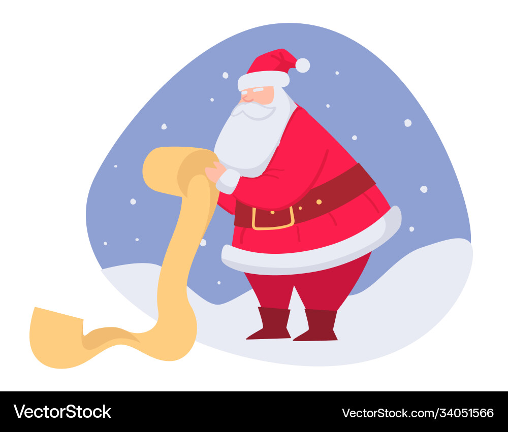 Santa claus reading list wishes for christmas Santa claus reading list wishes for christmas vector image
