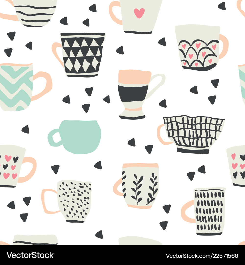 Seamless pattern with scandinavian cups Seamless pattern with scandinavian cups vector image