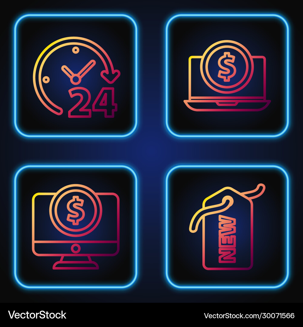 Set line price tag with new computer monitor Vector Image