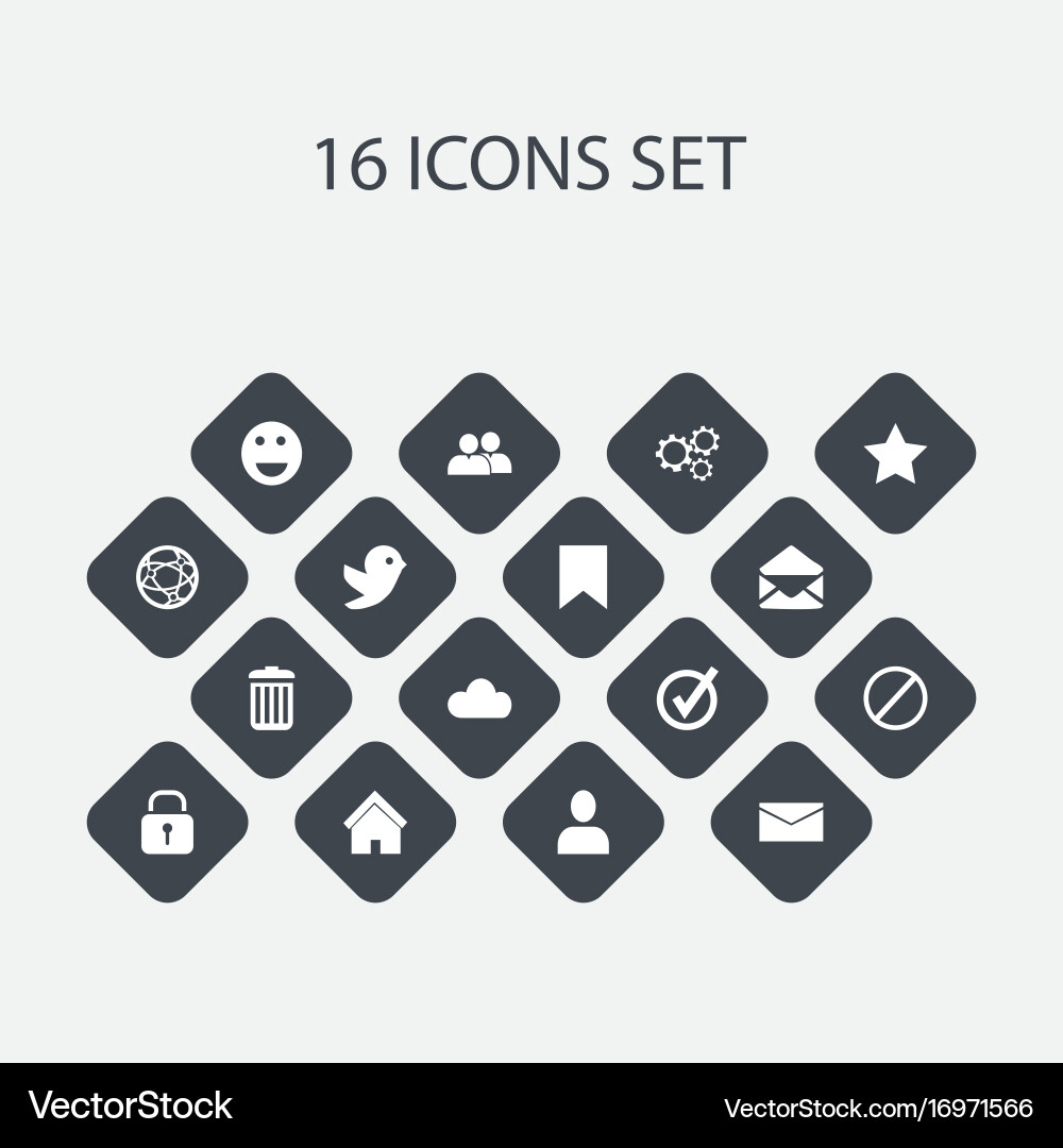 Set of 16 editable internet icons includes vector image