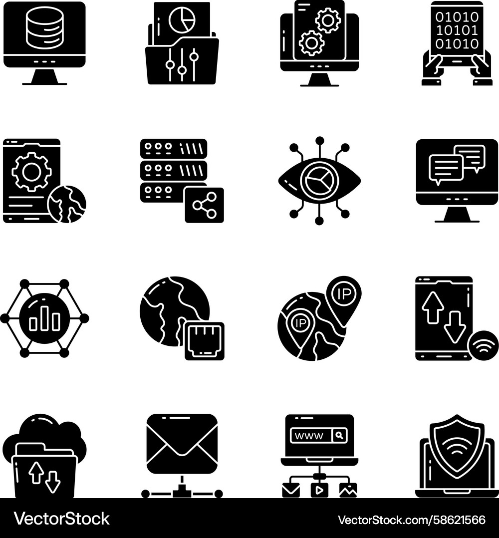 Set of big data solid icons Vector Image