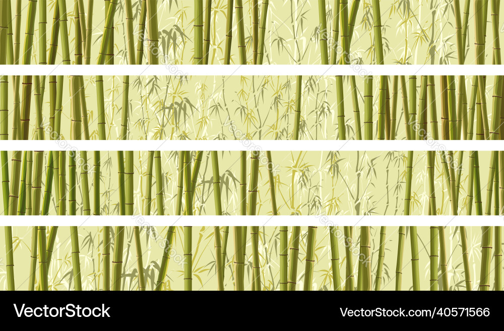 Set of horizontal banner with many bamboos Vector Image