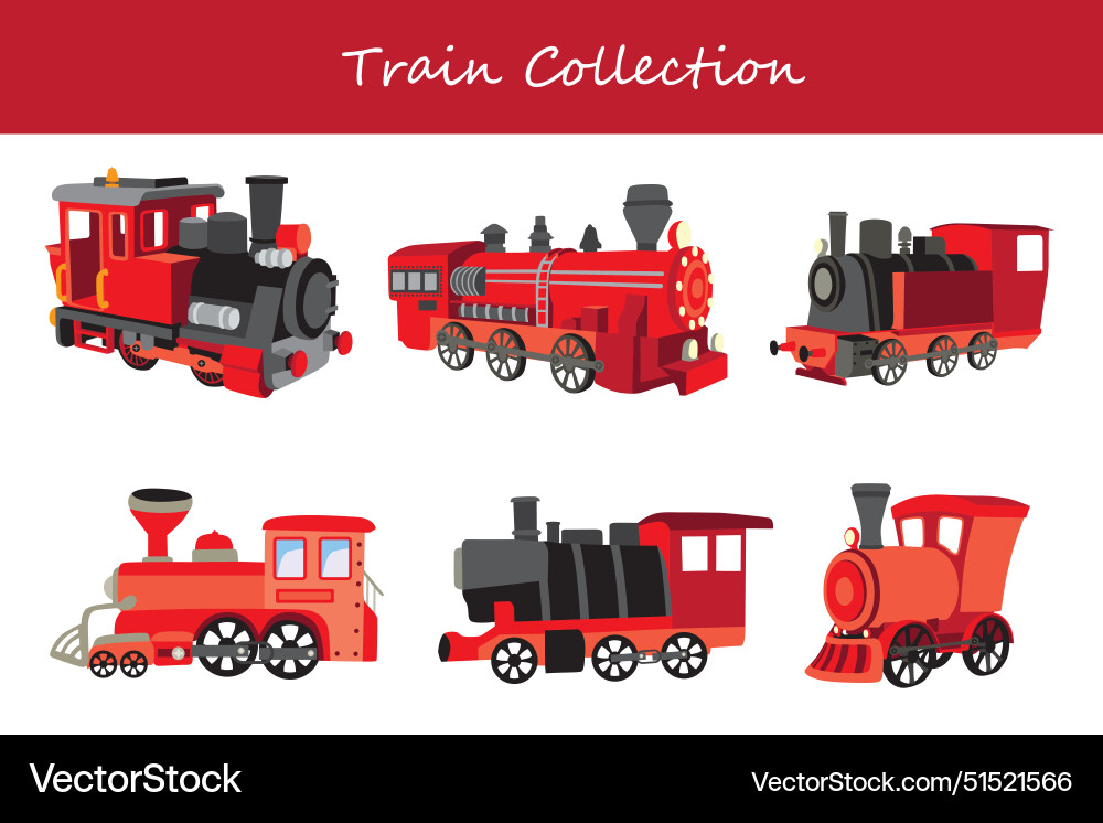 Train collection in different poses Vector Image
