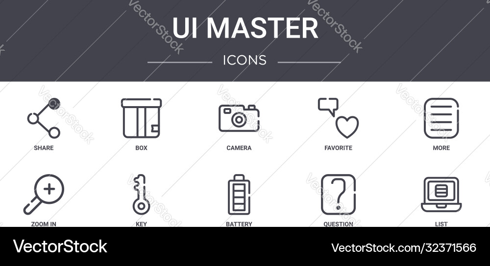 Ui master concept line icons set contains Ui master concept line icons set contains vector image