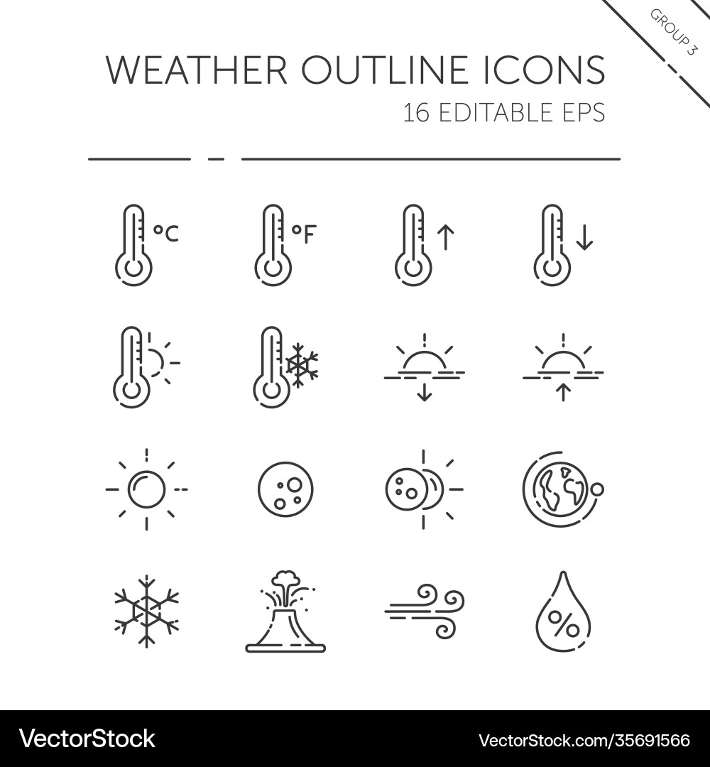Weather and meteorology thin line icon set Vector Image