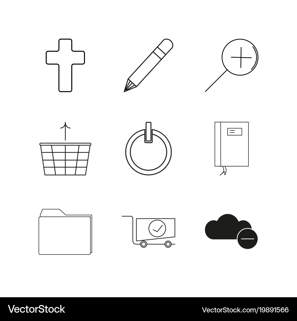 Web linear icon set simple outline icons vector image