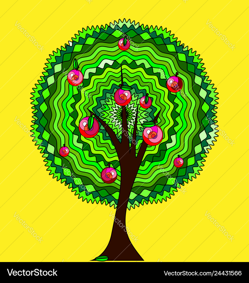 Yellow background and the abstract apple tree Yellow background and the abstract apple tree vector image