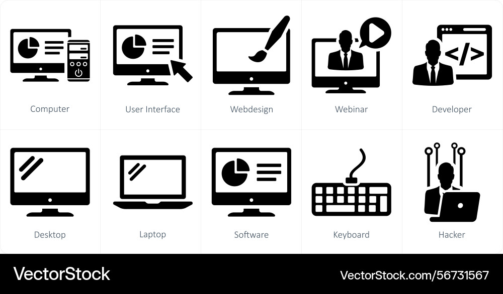 A set of 10 internet computer icons vector image