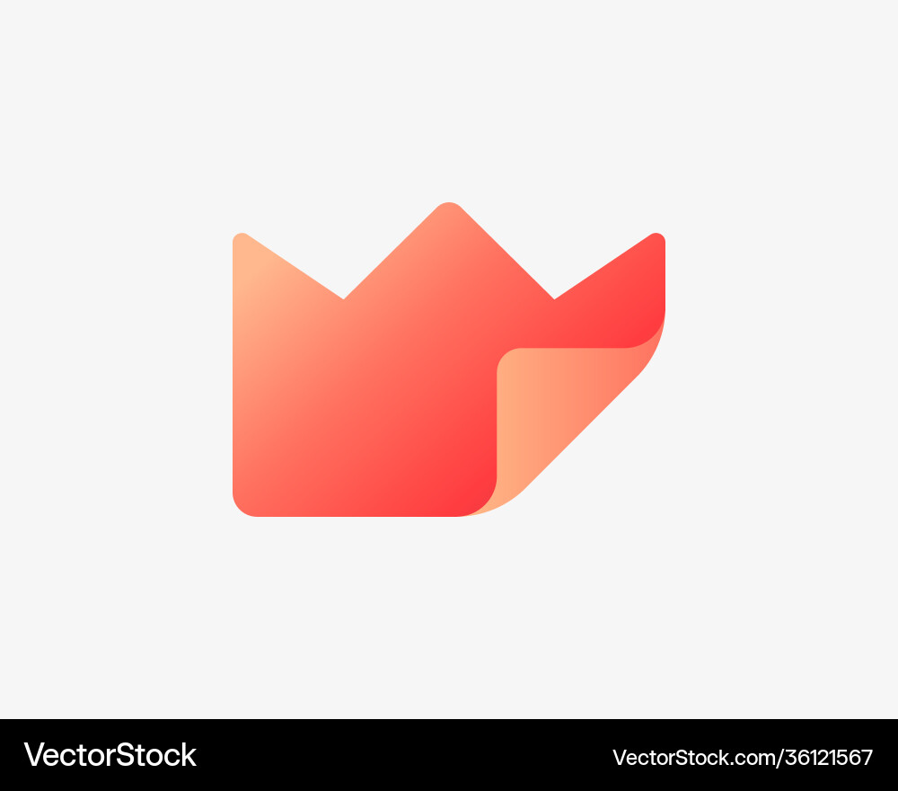 Abstract gradient crown with paper folded corner Vector Image