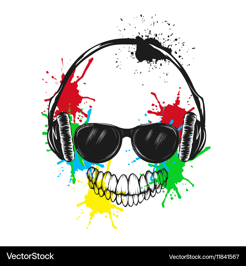 Abstract smiling character listening a music vector image