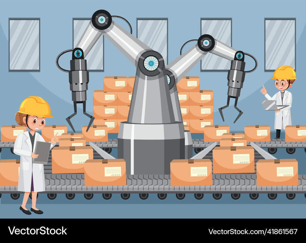 Automation industry concept with assembly line Automation industry concept with assembly line vector image